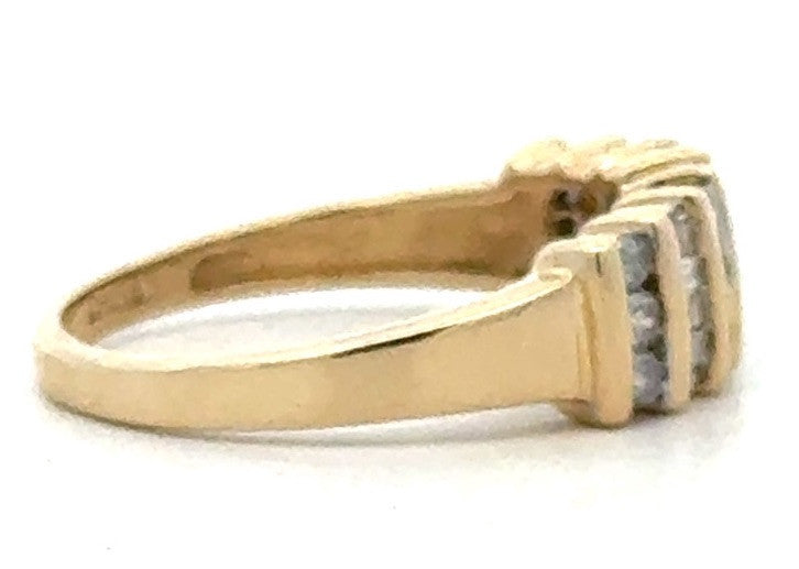 Designer HN 14K Yellow Gold Round Baguette Diamond Wedding Anniversary Band Ring