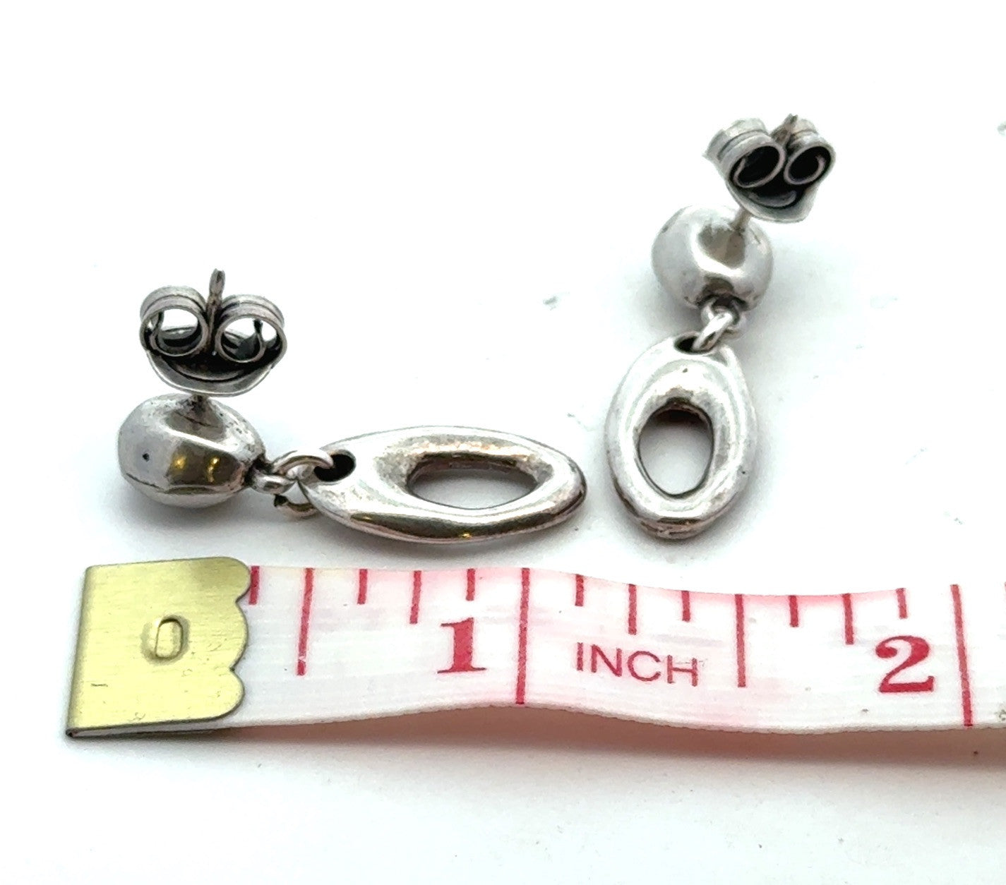 Designer Uno De 50 Silver Plated Modernist Oval Dangle Stud Earrings