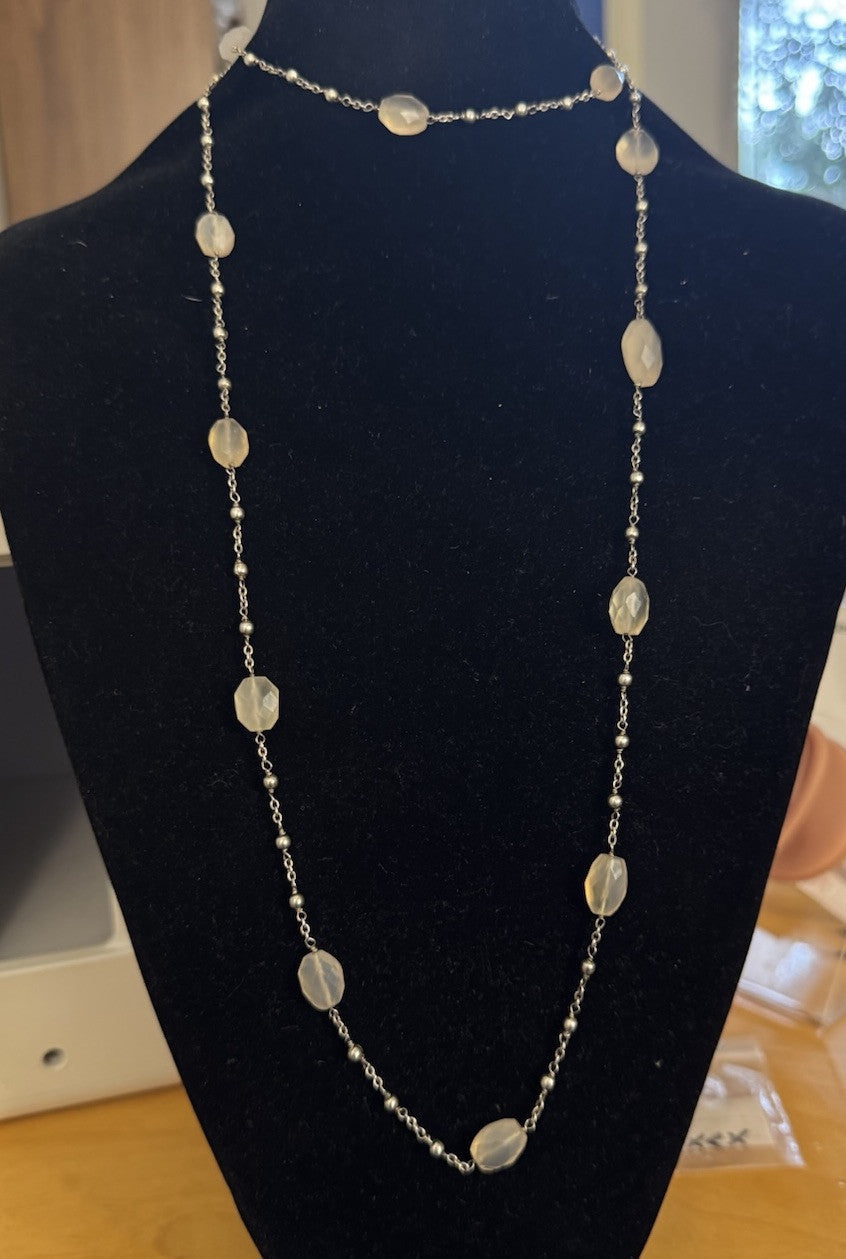 Designer Exex Claudia Agudelo 925 Sterling Silver Moonstone Station Necklace