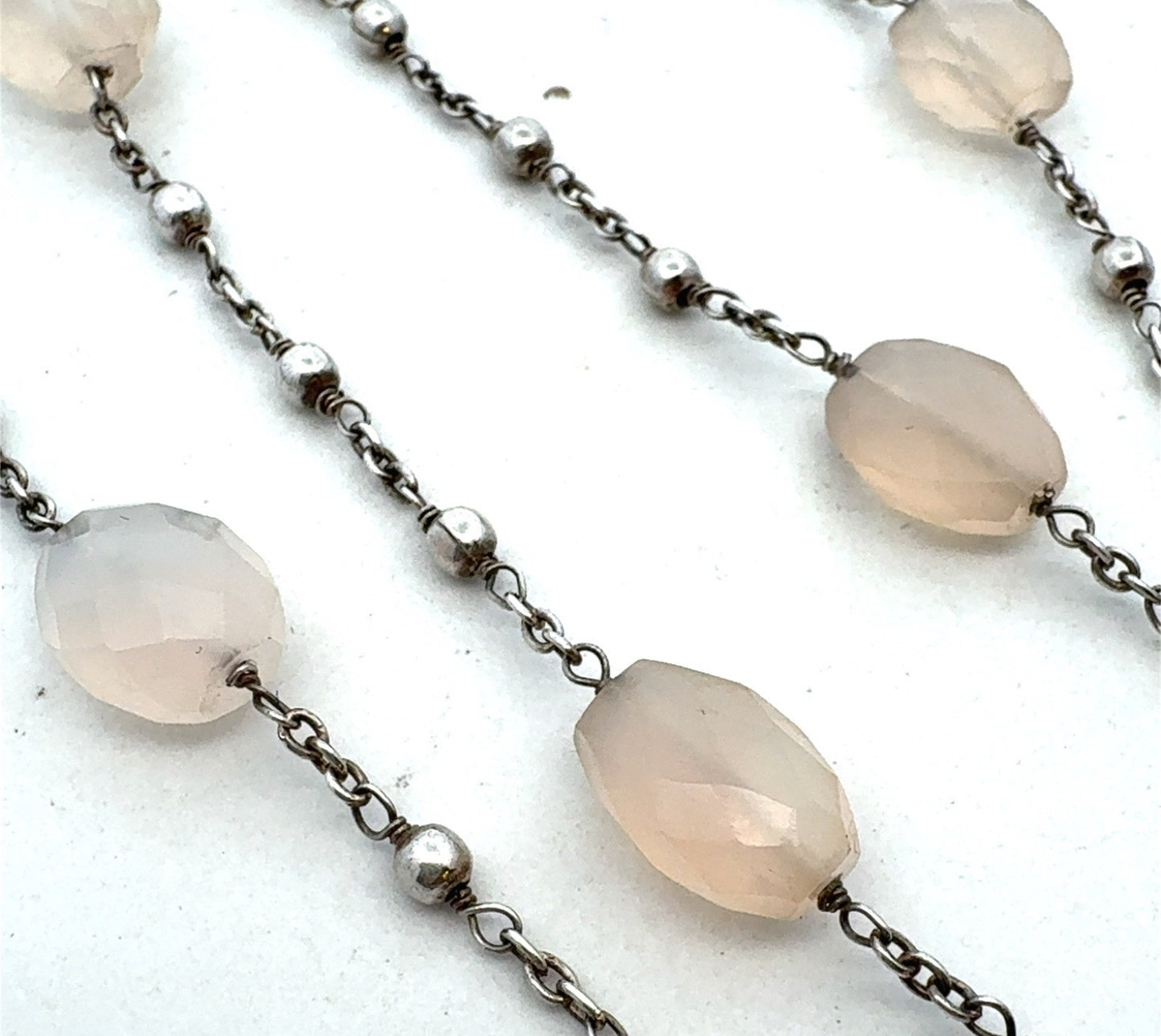 Designer Exex Claudia Agudelo 925 Sterling Silver Moonstone Station Necklace