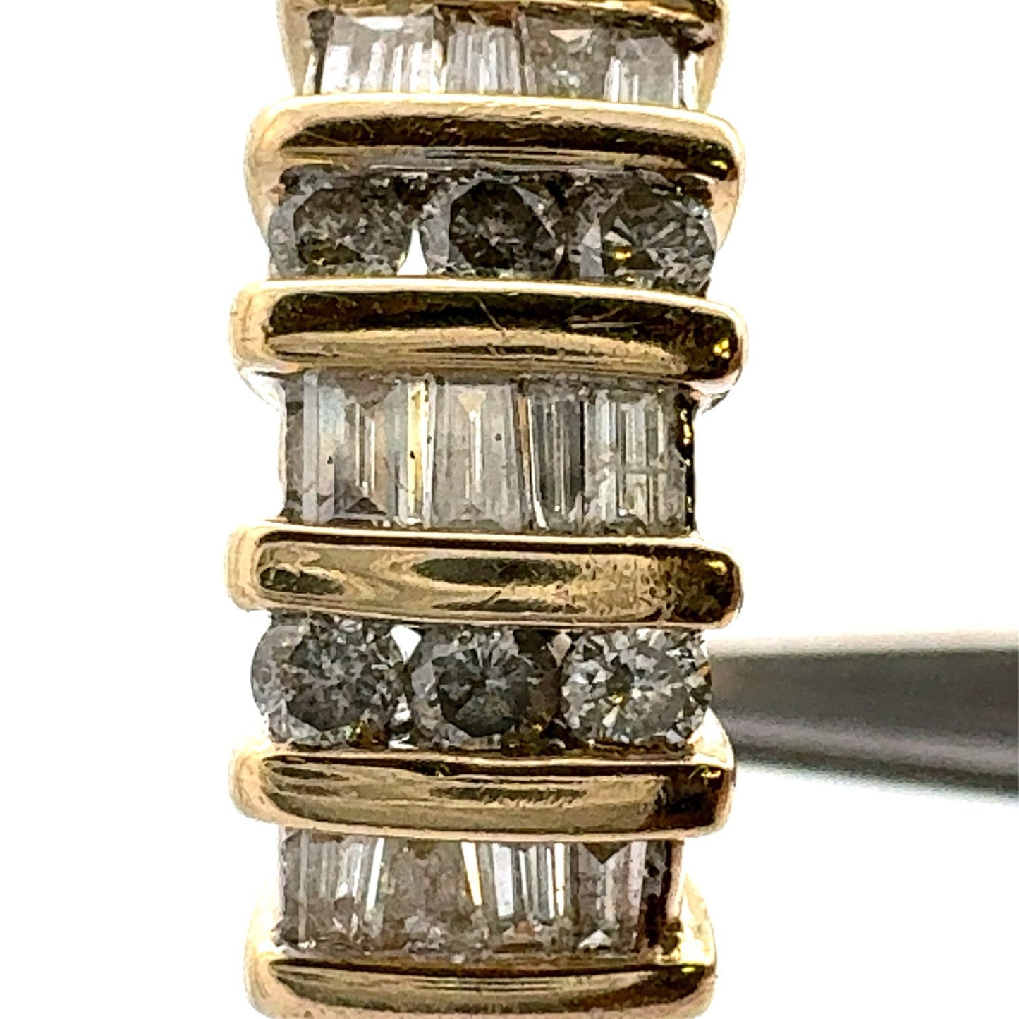 Designer HN 14K Yellow Gold Round Baguette Diamond Wedding Anniversary Band Ring