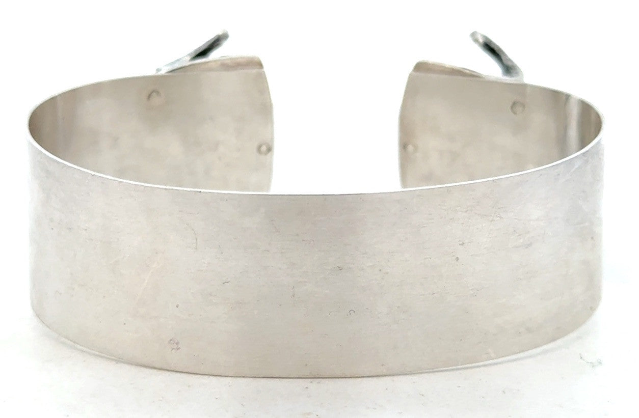 Artisan 925 Sterling Silver Ram's Head Aries Zodiac Statement Open Cuff Bracelet
