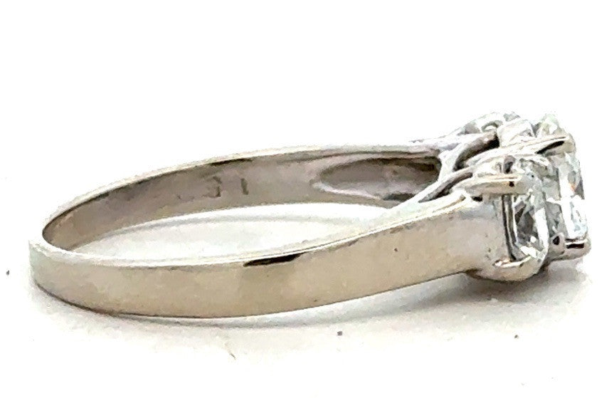 Classic 14k White Gold Oval Diamond Trio Engagement Ring