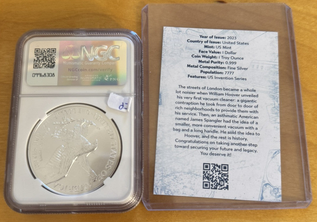 2023 American Silver Eagle U.S. Invention Series Vacuum 1 Oz NGC MS70