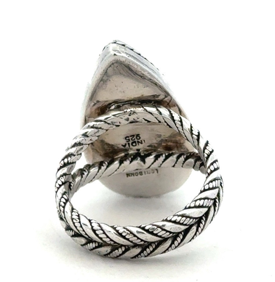 Lori Bonn 925 Sterling Silver Pear Yellow Citrine Solitaire Statement Ring