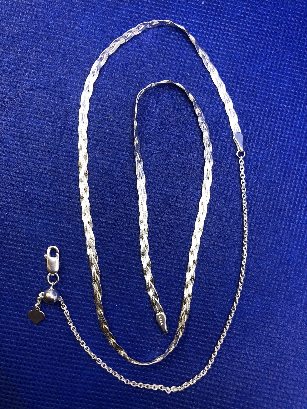 Designer 925 Sterling Silver Braided Flat Chain Necklace