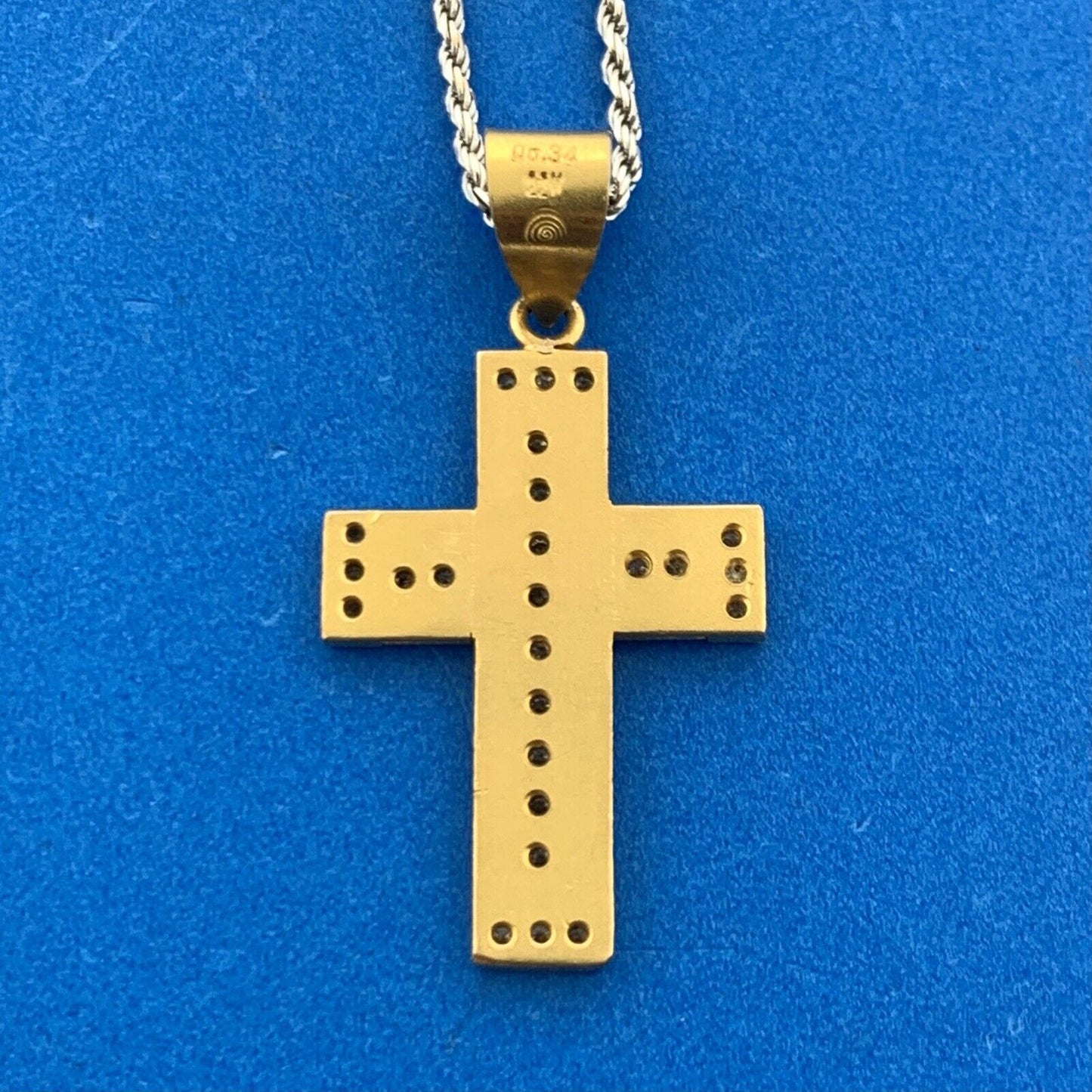 Designer 22K Yellow White Gold Diamond Cross Pendant