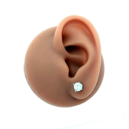 Designer S 14K White Gold Round Diamond Solitaire Screw Back Stud Earrings