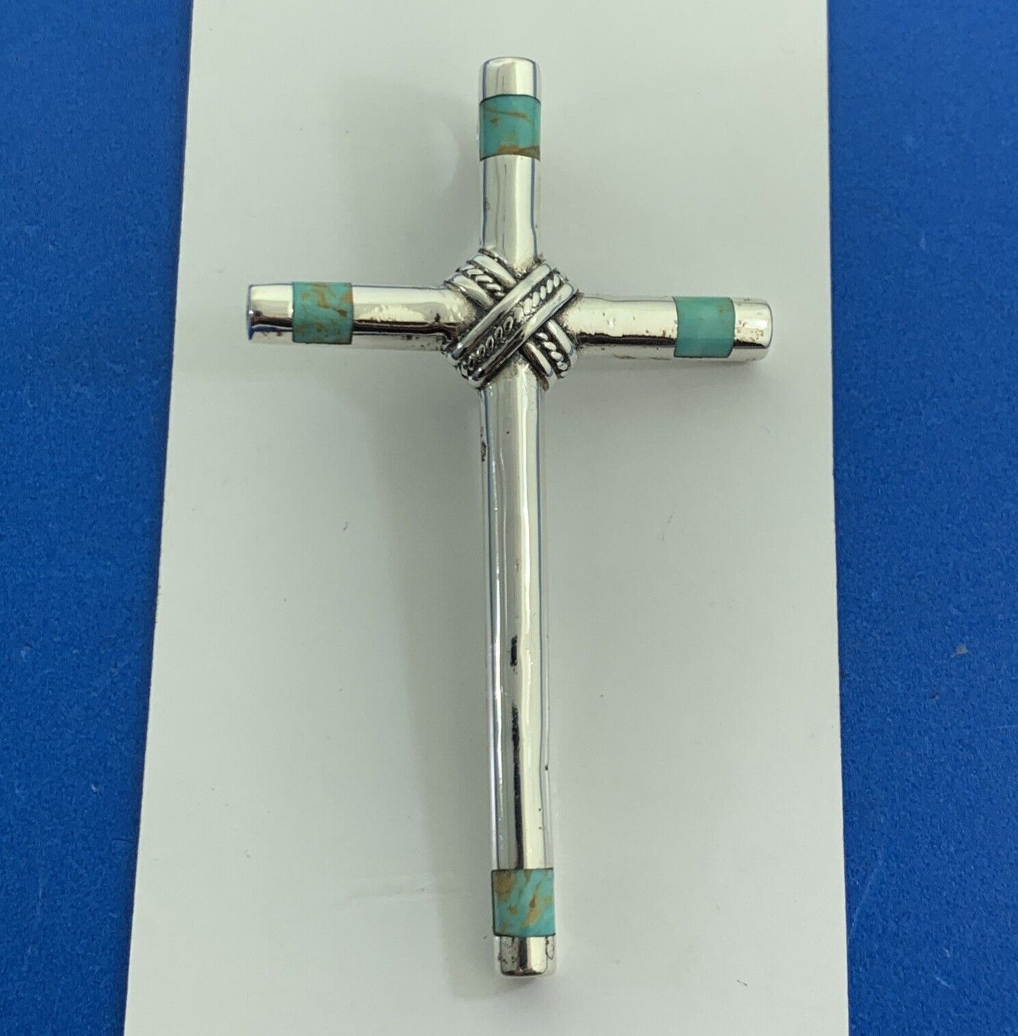 Silver Cloud Co 925 Sterling Silver Turquoise Inlay Statement Cross Pendant