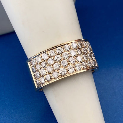 Stunning 14k Yellow Gold Round Cut Diamond Set Cigar Band Ring Size 5.5