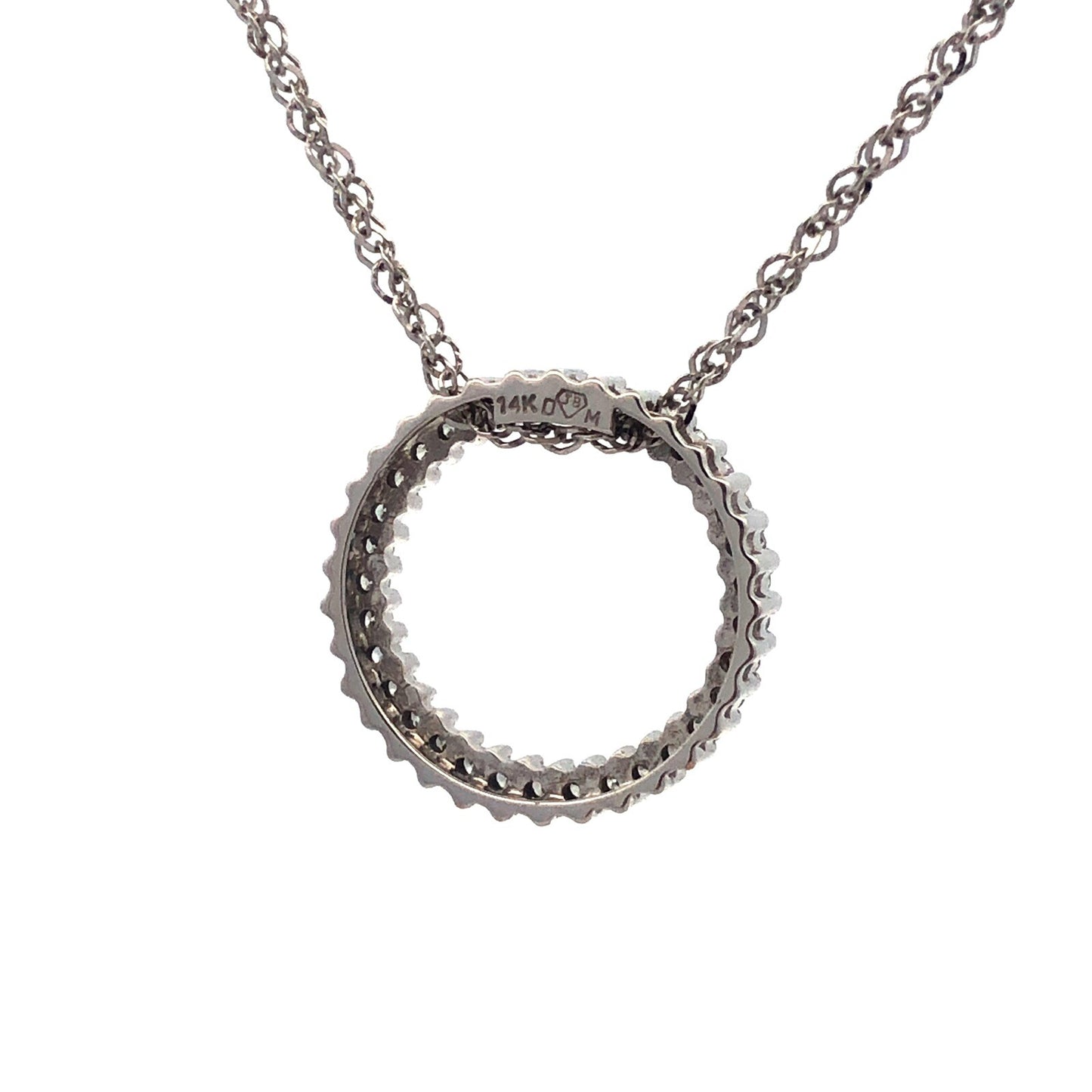 Designer 14K White Gold Diamond Infinity Eternity Anniversary Pendant Necklace