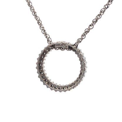 Designer 14K White Gold Diamond Infinity Eternity Anniversary Pendant Necklace