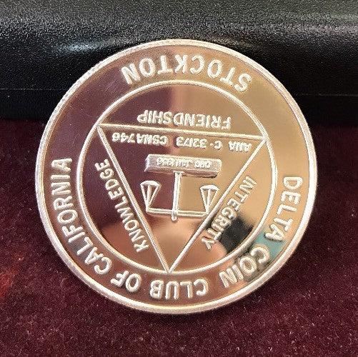 1996 Delta Coin Club of Stockton 40th Annv/Stockton's 150th Annv .999 Silver Rnd