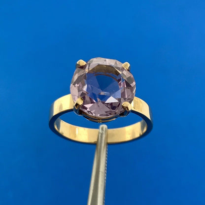 Gorgeous 14k Yellow Gold Round Cut Purple Amethyst Solitaire Ring Size 4.75