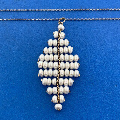 Designer B.A.B. 14K Yellow Gold Cascading Pearl June Bridal Anniversary Necklace