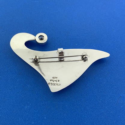 Taxco 925 Sterling Silver Cubic Zirconia Modernist Santa Hat Brooch Pendant
