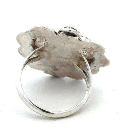 Native American Sterling Silver Spiny Oyster Turquoise Concho Carved Heart Ring