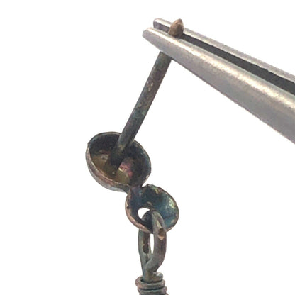 Vintage 925 Sterling Silver Red Resin Flower Floral Spiral Dangle Stud Earrings