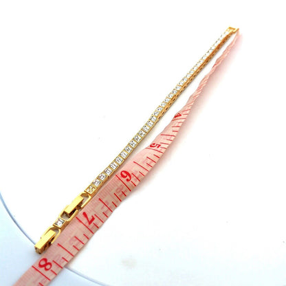 Swarovski Gold Tone Princess Cut Clear Crystal Statement Tennis Bracelet