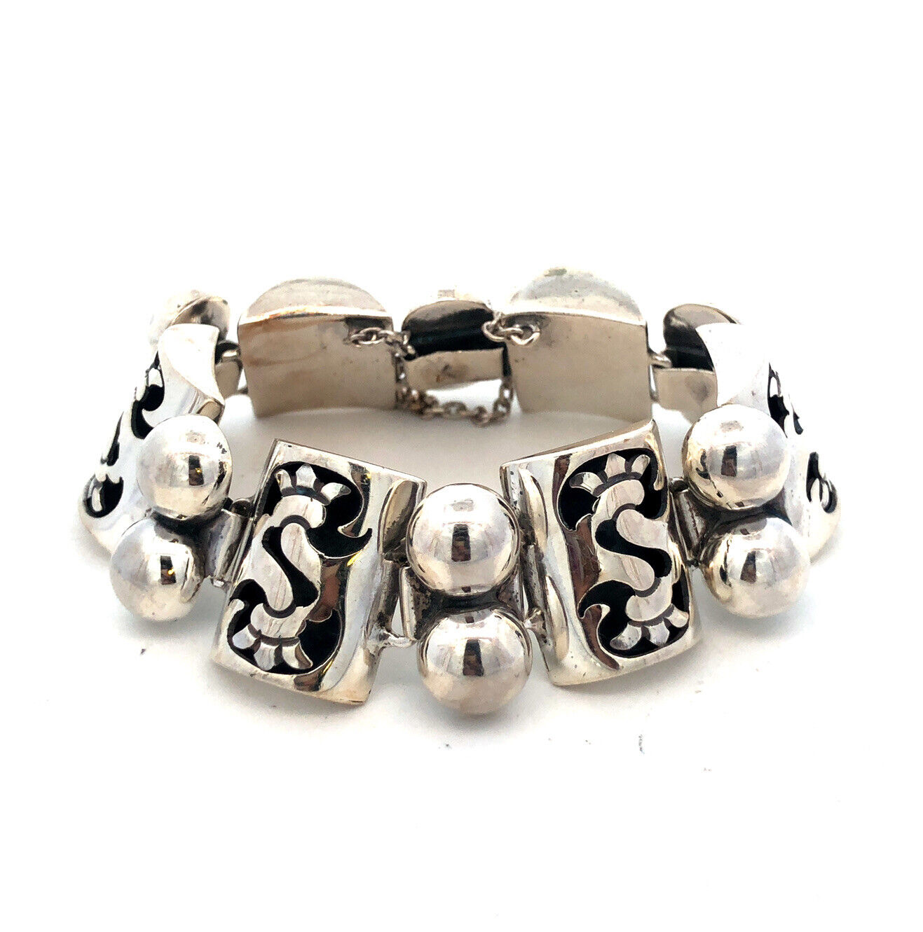 1960's Taxco TPN Mexico 925 Sterling Silver Shadowbox Panel Statement Bracelet