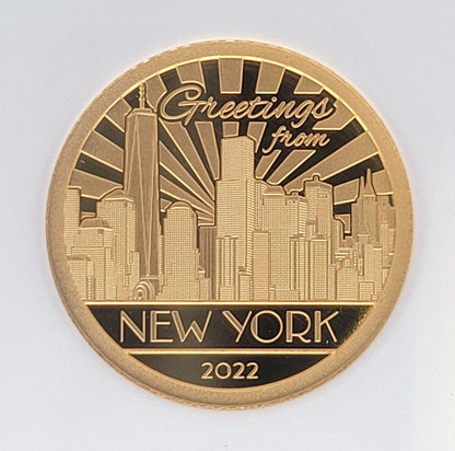 2022 $5 Cook Islands NGC PF70 Proof Cameo Big City Lights NY 1/2g .999 Gold Coin