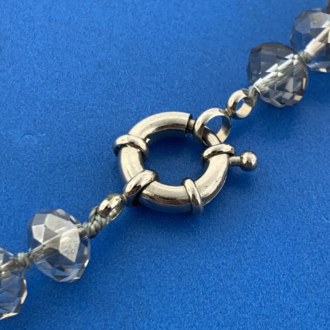 Vintage Silver Tone Roaring 20's Silver Faceted Crystal Layered Flapper Necklace