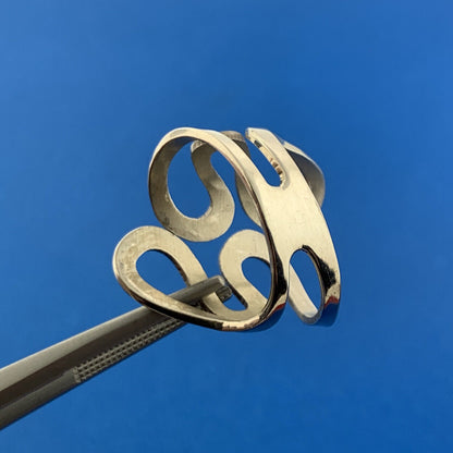 Mexico CII Artisan Sterling Silver 925 Hammered Waves Wide Band Ring Sz 6.5