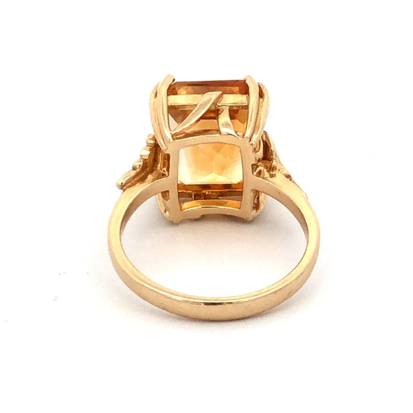 10K Yellow Gold Emerald Cut Citrine November Anniversary Cocktail Ring