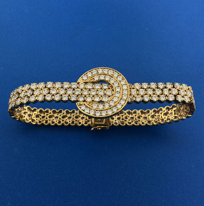 Stunning 925 Sterling Silver Vermeil Cubic Zirconia CZ Statement Tennis Bracelet