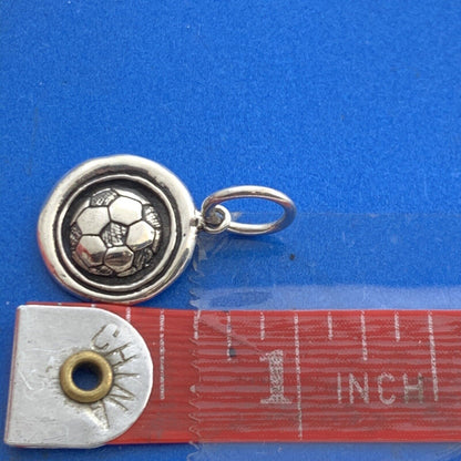 Designer Waxing Poetic 925 Sterling Silver Soccer Ball Round Charm Pendant