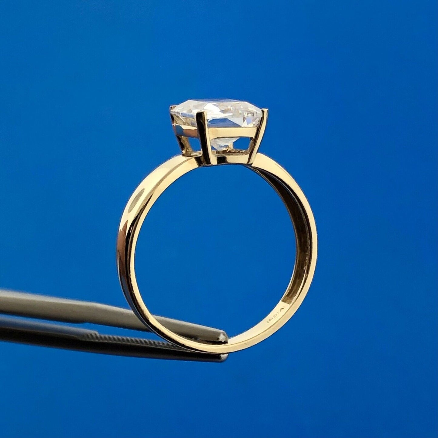 Designer JWBR 14k Yellow Gold Radiant Cut Cubic Zirconia Soliatire Ring Size 7