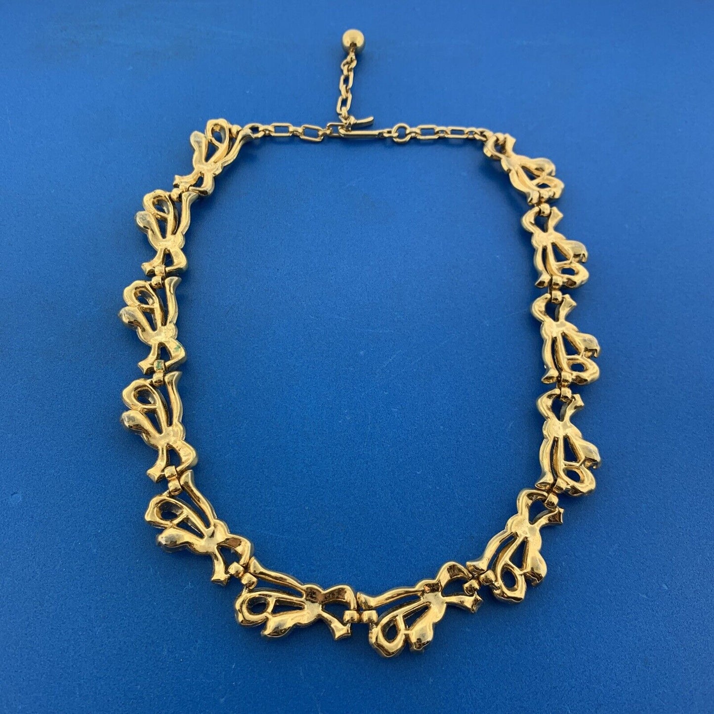1950s Alfred Philippe Crown Trifari Gold Tone Rhinestone Bracelet Necklace Set