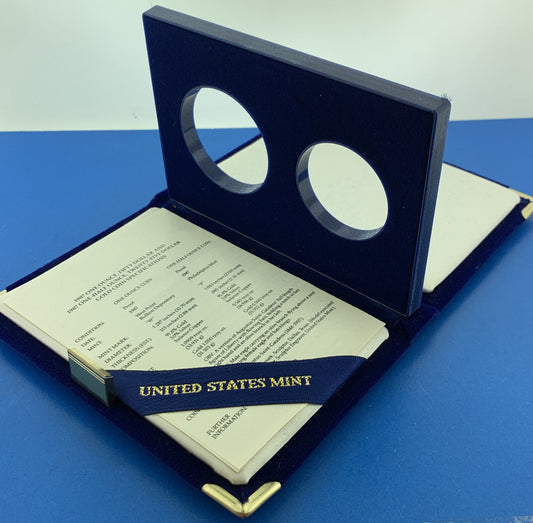 1987 Proof Gold 1 Oz & 1/2 Oz Inner Velvet Original Mint Box W/COA No Coins