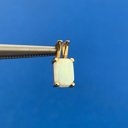 14K Yellow Gold Rectangle Cabochon Opal Petite Charm Pendant