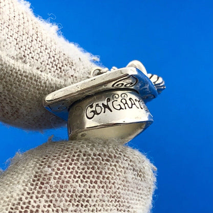Brighton Silver Plated Graduation Cap Congratulation Dangle Slide Bracelet Charm