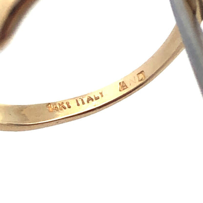 14K Yellow Gold Designer AND Italy Round Cubic Zirconia Modernist V Band Ring