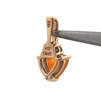 Designer TGGC 10K Yellow Gold Trillion Mexican Opal White Topaz Petite Pendant