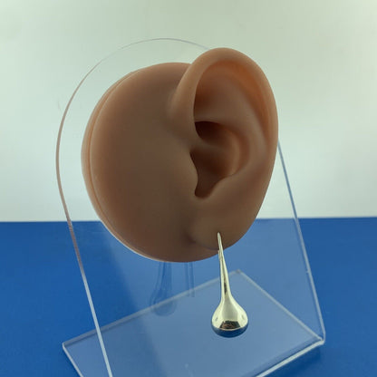 Designer 925 Sterling Silver Modernist Pear Drop Dangle Slide Earrings