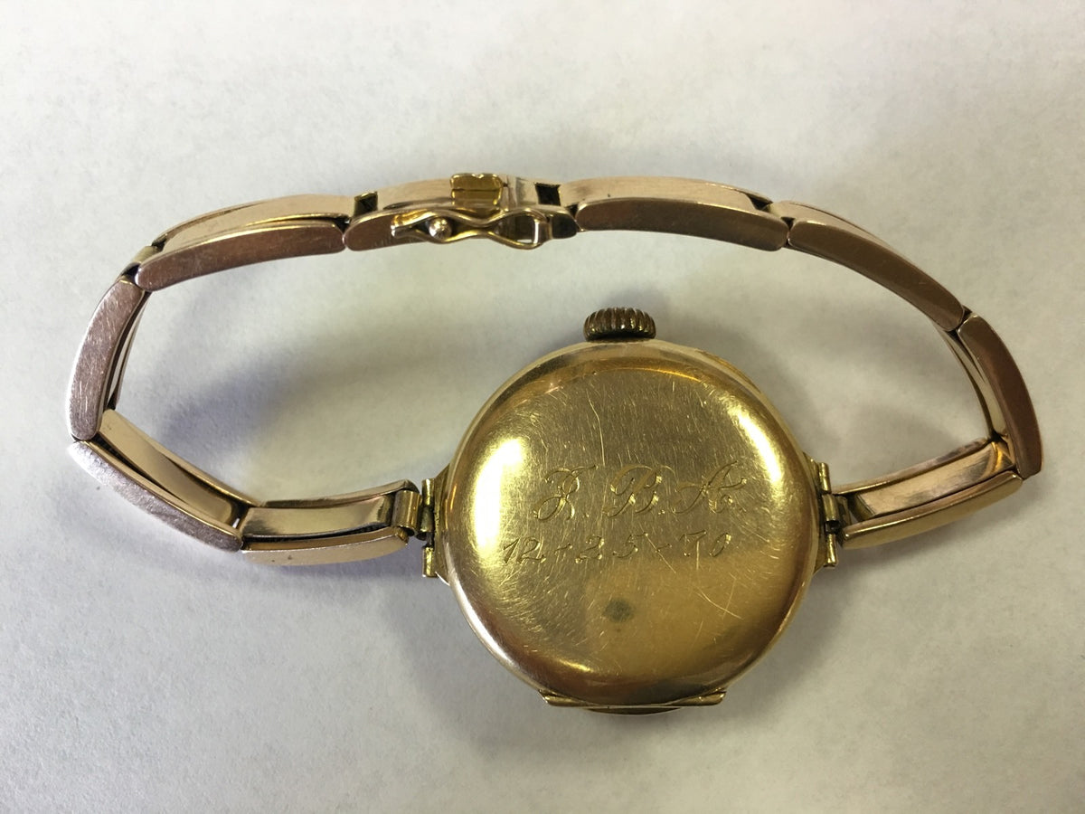 Ladies Vintage Victorian 14K Yellow Gold Diamond Sapphire Watch Adjusting Band