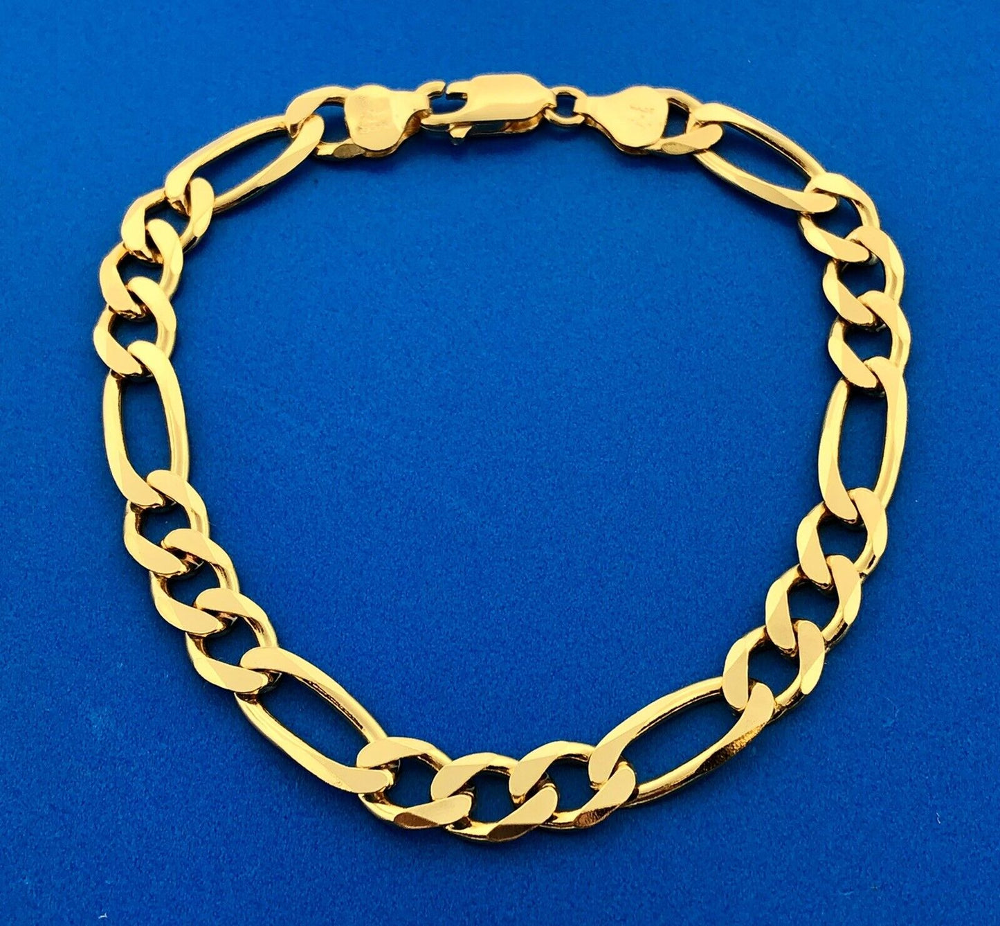 Milor Italy 925 Sterling Silver Vermeil Gold Tone Unisex Figaro Link Bracelet
