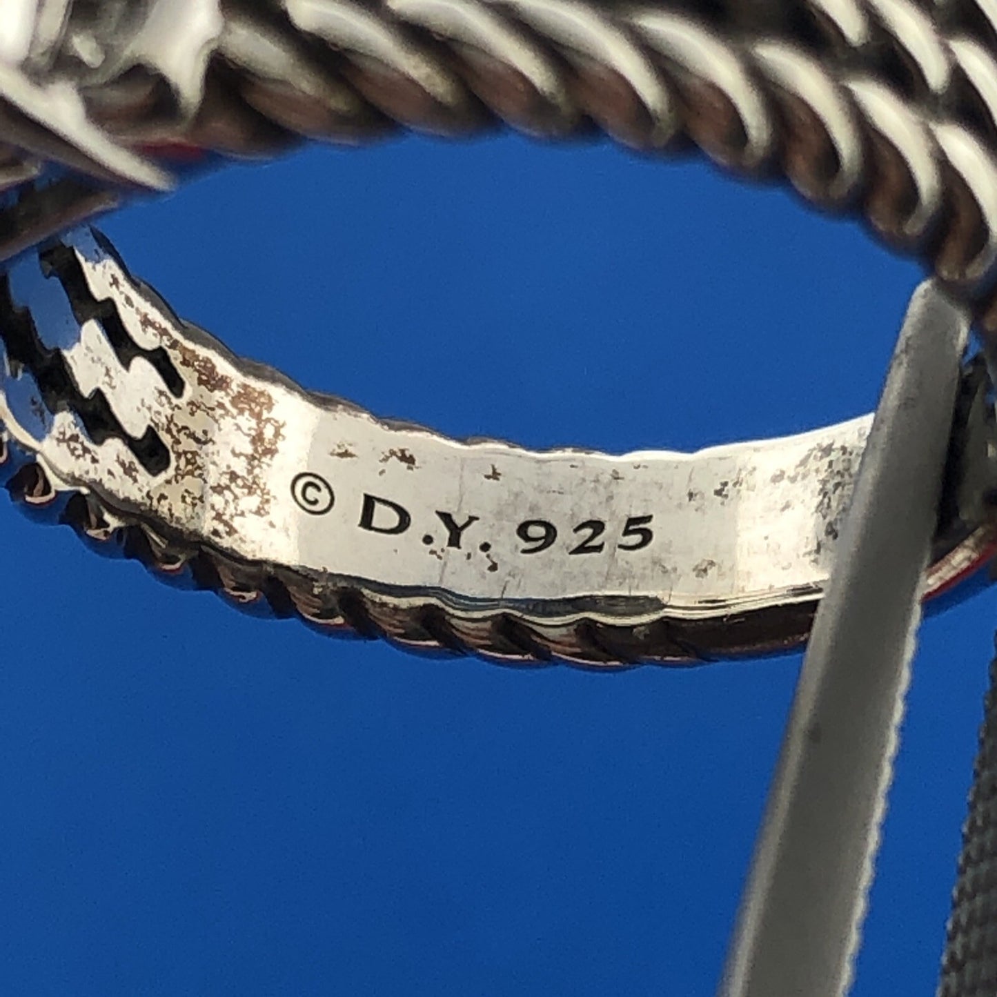 David Yurman 925 Sterling Silver Pave Diamond Petite Wheaton Classic Cable Ring