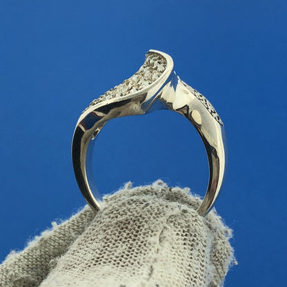 Designer Sterling Silver 925 CZ Marcasite Modernist Statement Cocktail Ring