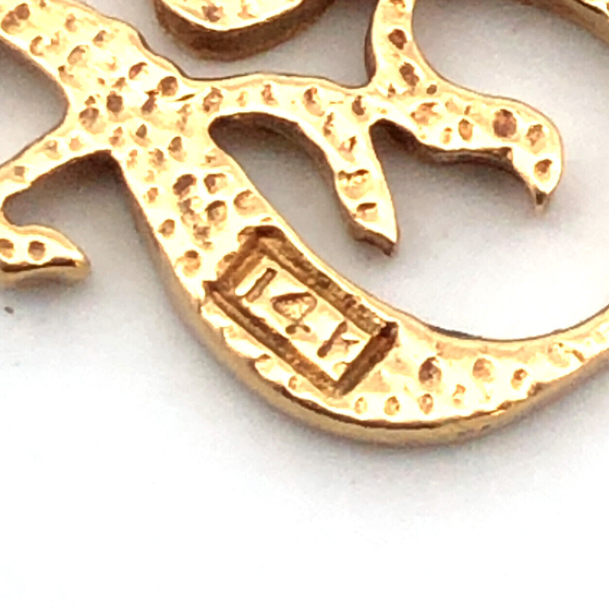 14K Yellow Gold Polished Script Capital F Initial Monogram Letter Pendant