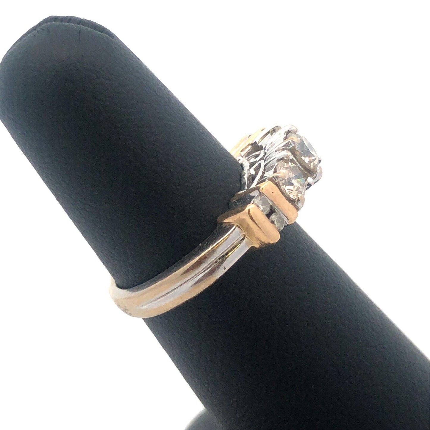 Gorgeous 14k White Gold Round Cut Diamond Raised Crown Band Ring Size 5.25