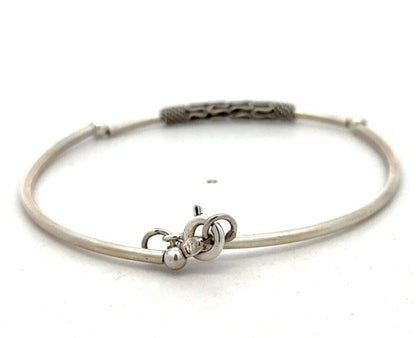 Estate 925 Sterling Silver Round Beaded Stackable Bangle Bracelet
