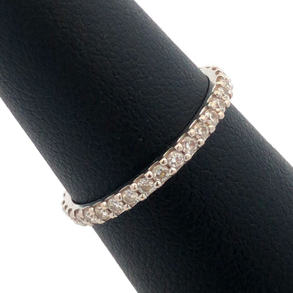 14K White Gold Round Diamond Wedding Anniversary Stacking Band Ring
