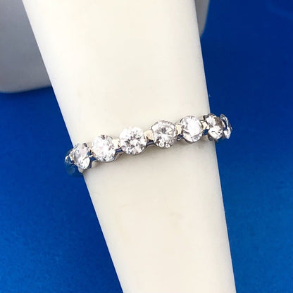 Stunning 14K White Gold Seven Diamond Anniversary Eternity Band Ring