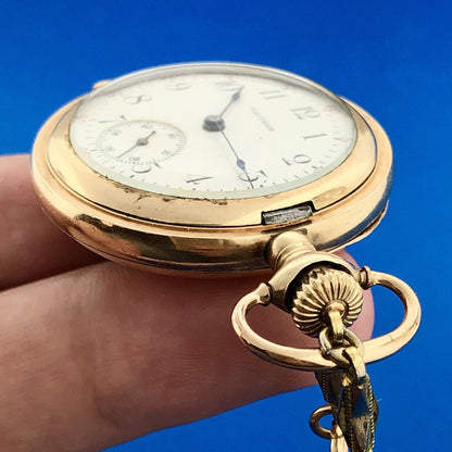 Vintage 1909 Waltham 15j Grade 165 Pocket Watch Gold Filled Case