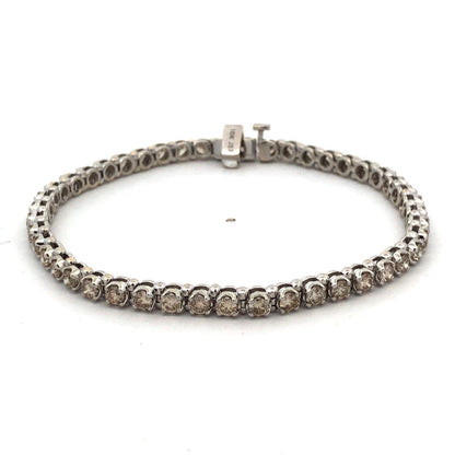 Designer JST 10K White Gold Round Diamond Tennis Bracelet