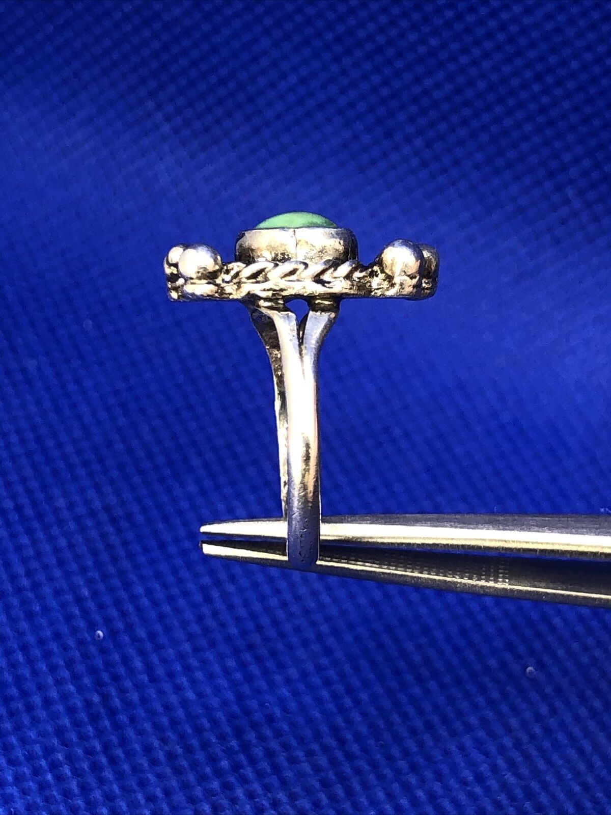 Native American Green Turquoise 925 Sterling Silver Concho Split Shank Ring